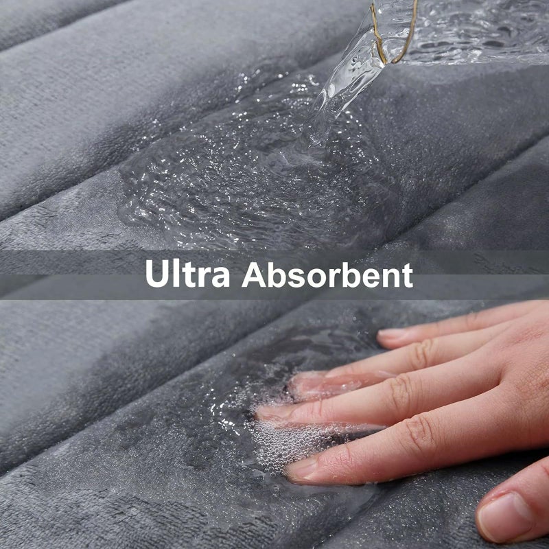 Buganda Memory Foam U-Shaped Contour Toilet Rugs, Non Slip Absorbent, Thick Soft Washable Bathroom Mat, Floor Carpet Bath Rugs Mat for Toilet Base (24" x 20", Dark Grey) - Image 5